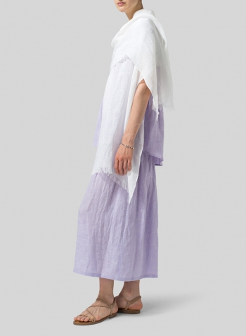 Pastel Mauve Linen Short Sleeve Pleated Blouse Set