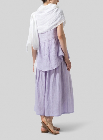 Pastel Mauve Linen Short Sleeve Pleated Blouse Set