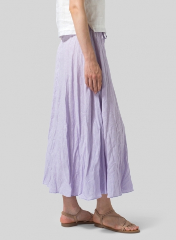 Pastel Mauve Linen Long Flared Skirt