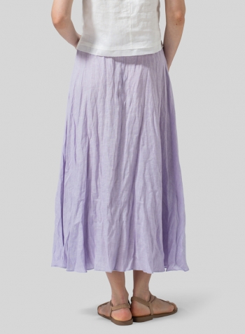 Pastel Mauve Linen Long Flared Skirt