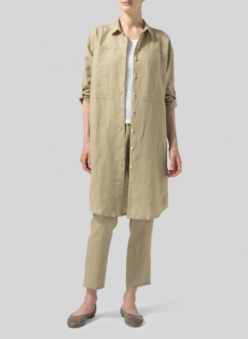 Khaki Sand Linen Long Shirt