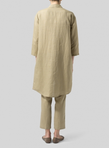 Khaki Sand Linen Long Shirt