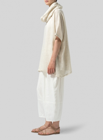 Linen Cowl Neck Half Sleeve Top