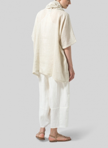 Linen Cowl Neck Half Sleeve Top