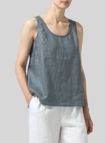 Linen Embroidered Sleeveless Cami Set