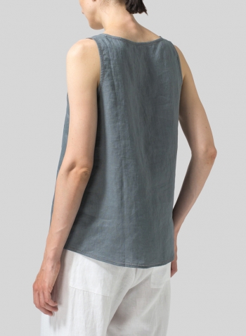 Linen Embroidered Sleeveless Cami Set