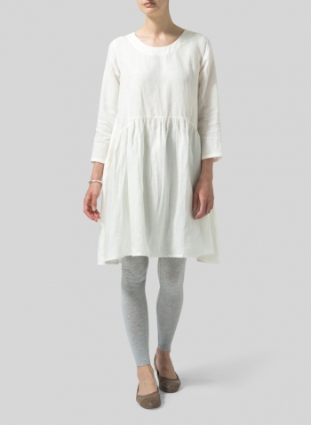 Off White Linen A-line Long Top