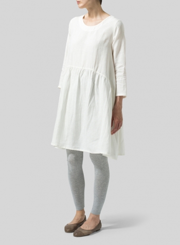 Off White Linen A-line Long Top