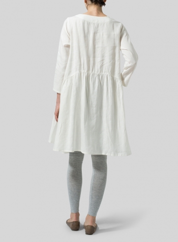 Off White Linen A-line Long Top