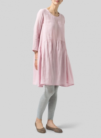 Pink Linen A-line Long Top