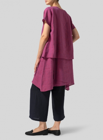 Two Tone Purple Linen Layered Top Set