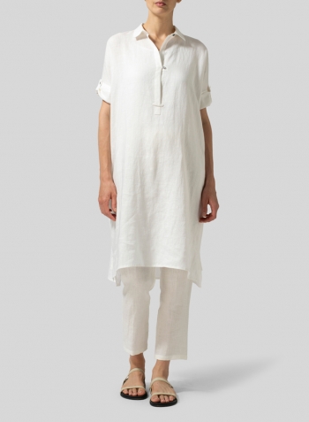 White Linen Oversized Monk Dress