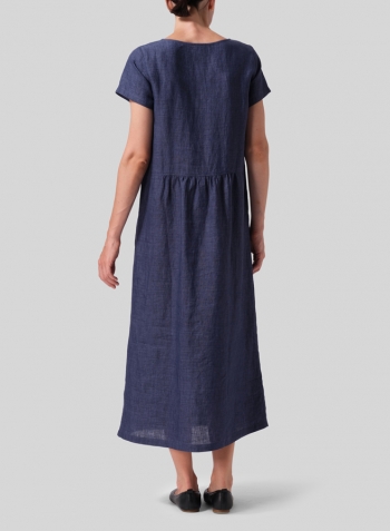 Denim Linen Short Sleeve Dress