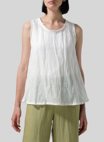 Soft White Linen Sleeveless Peplum Top