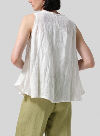 Soft White Linen Sleeveless Peplum Top