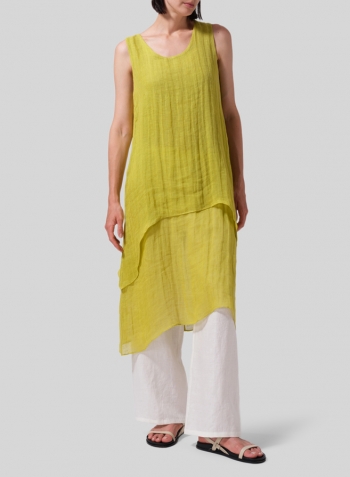 Linen Double Layer Sleeveless Long Tunic