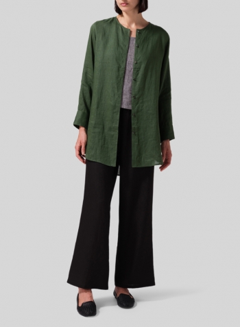 Grass Green Linen Longline Blouse