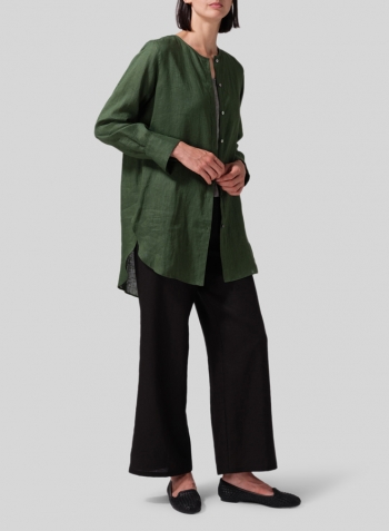 Grass Green Linen Longline Blouse