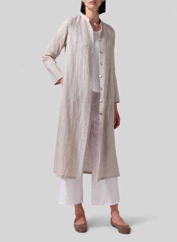 Oat Linen Long Slim Shirt Dress