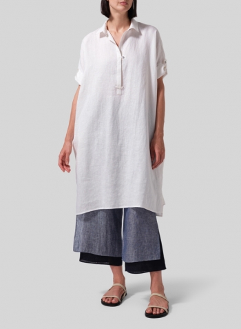 White Linen Oversized Monk Dress Set