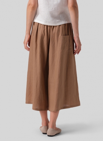 Clay Brown Linen Low Rise Wide Leg Pants