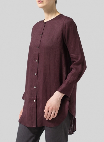 Burgundy Linen Longline Blouse