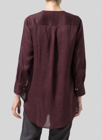 Burgundy Linen Longline Blouse