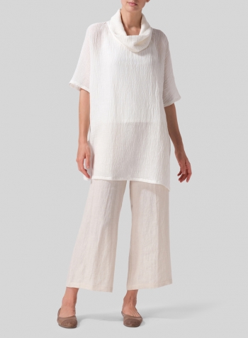 Linen Cowl Neck Gauze Tunic