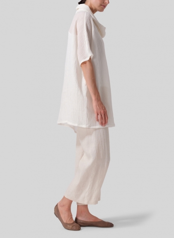 Linen Cowl Neck Gauze Tunic