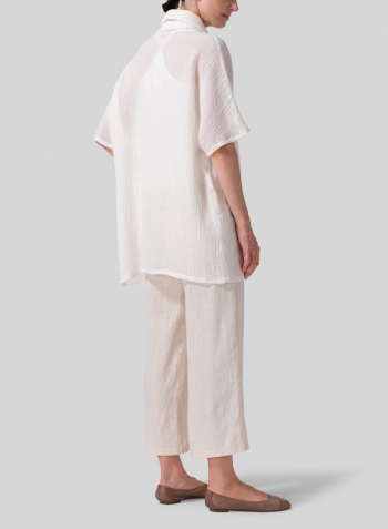 Linen Cowl Neck Gauze Tunic