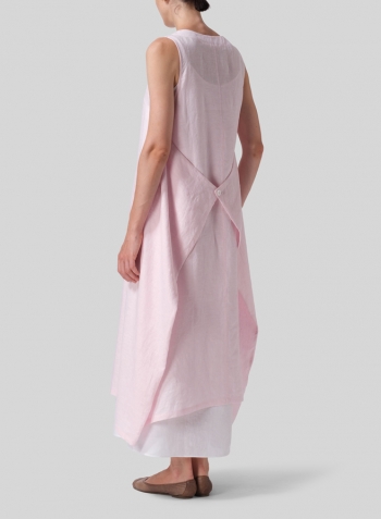 Pink Linen Sleeveless Long Dress