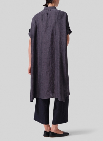 Smokey Blue Gray Linen Oversized Monk Tunic