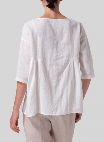 Linen Dropped Shoulder Pleated Box Top Set