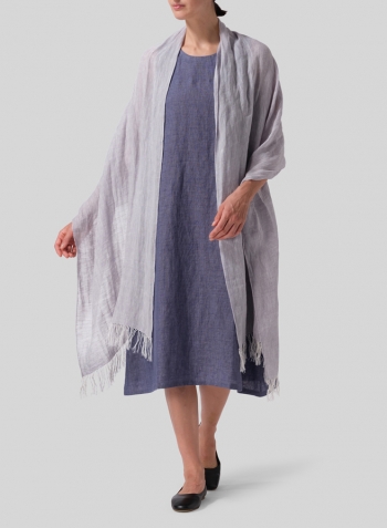 Blue Violet Linen Sleeveless Midi Dress Set
