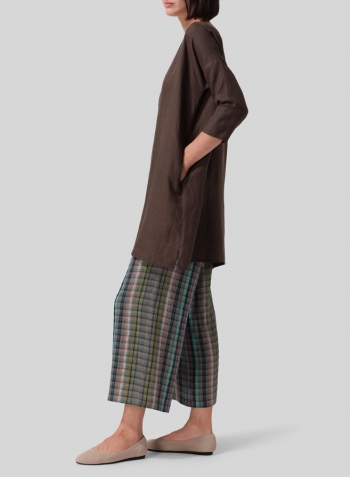 Dark Olive Brown Linen Oversized Top