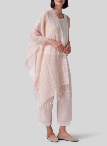 Peach Puff Linen Double-Layer Elastic Cropped Pants Set