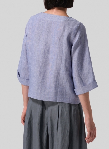 Linen Nice Fit Wider Three-quarter Sleeve Top Set