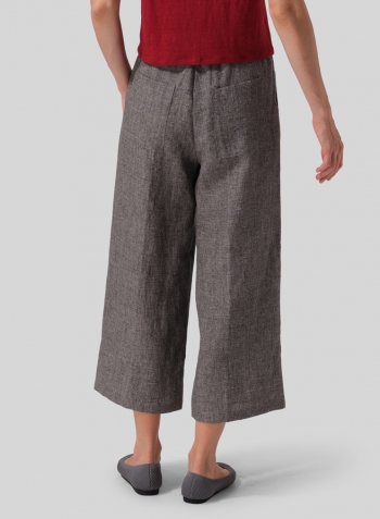 Two Tone Charcoal Linen Straight Ankle Pants