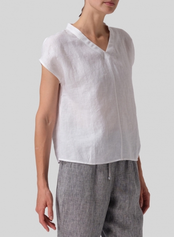 White Linen Perfect Cap Sleeve Top