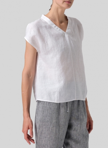 White Linen Perfect Cap Sleeve Top