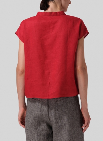 Red Linen Perfect Cap Sleeve Top