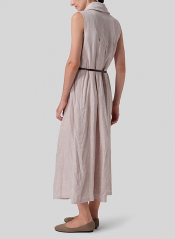 Oat Linen Sleeveless Cowl Neck Long Dress