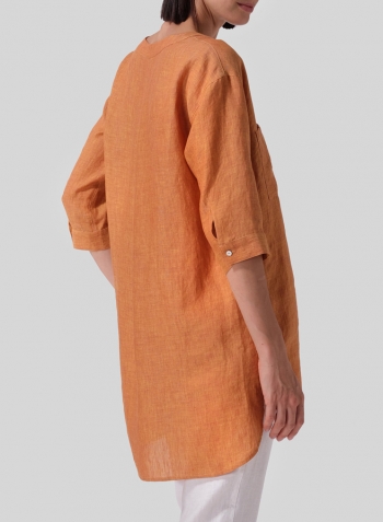 Golden Brown Linen Drop-shoulder Tunics