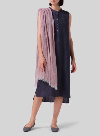 Dark Denim Linen Slip On Dress Set