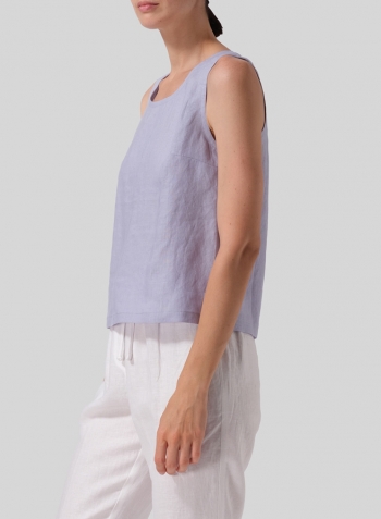 Light Sky Blue Linen Nice Fit Sleeveless Tank Top