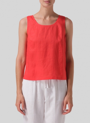 Red Linen Nice Fit Sleeveless Tank Top