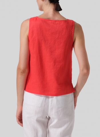 Red Linen Nice Fit Sleeveless Tank Top