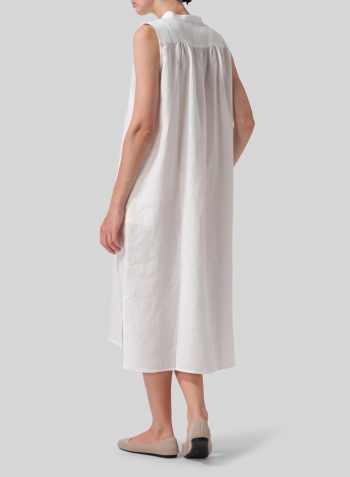 Off White Linen Slip On Dress