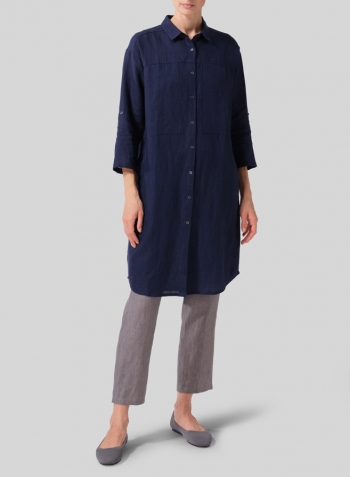 Midnight Blue Linen Long Shirt