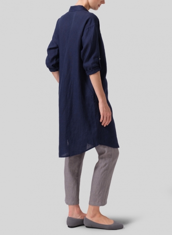 Midnight Blue Linen Long Shirt